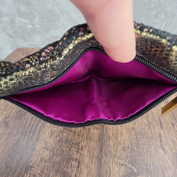 HOBO Lauren Wallet Clutch Iridescent Exotic Metallic Reptile Snake Print Leather - Picture 5 of 15